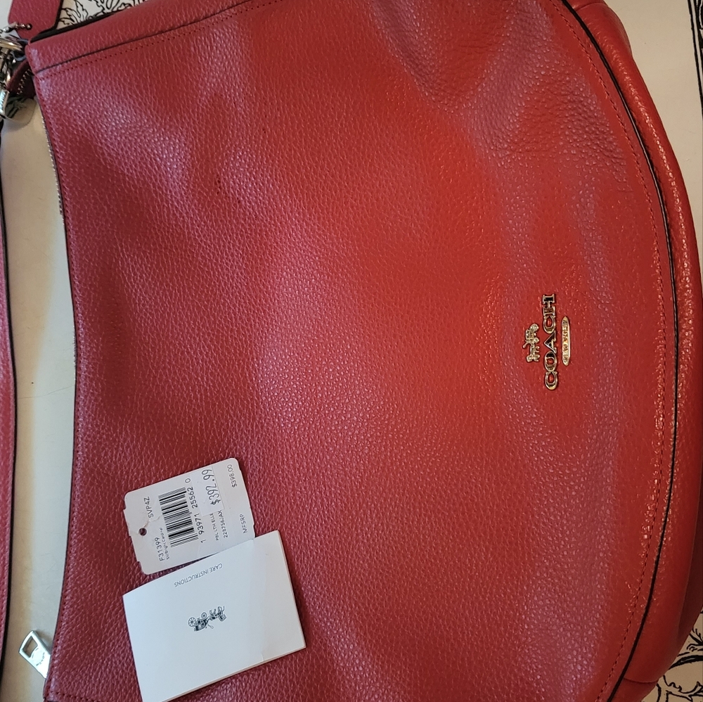 COACH Shoulder Bag Red Leather EUC
